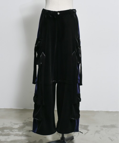 「REFLEM」 カーゴパンツ FREE ブラック×グレー レディース_画像4