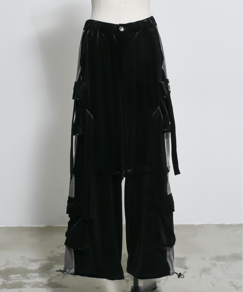 「REFLEM」 カーゴパンツ FREE ブラック×グレー レディース_画像6