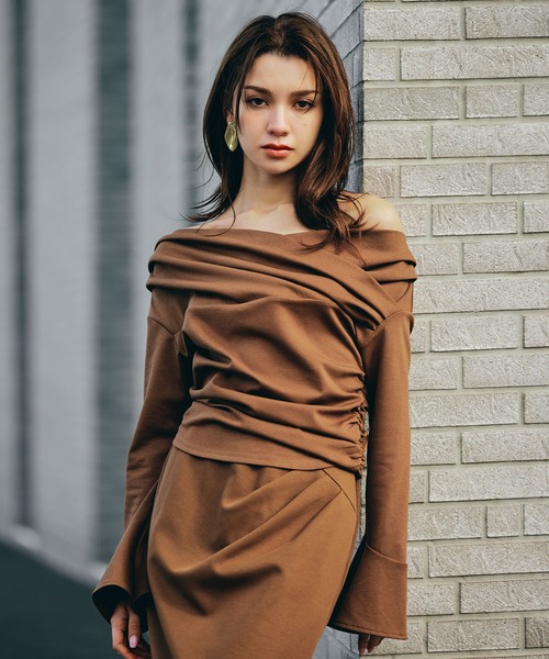 トップス Kei KINO THE KEI tシャツ 2WAY オフショルダー フレアカフス プルオーバー