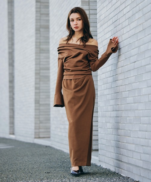 トップス Kei KINO THE KEI tシャツ 2WAY オフショルダー フレアカフス プルオーバー