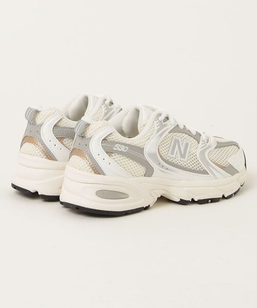 「New Balance」 ローカットスニーカー 23.0cm ホワイト×グレー レディース_画像2