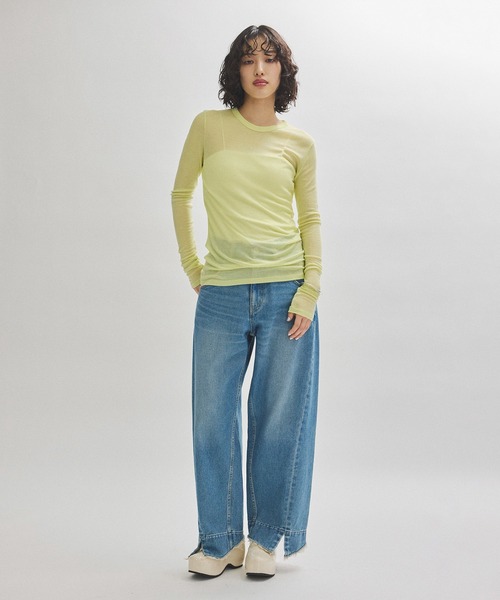 「ADAM ET ROPE'」 長袖カットソー FREE ミント レディース_画像3