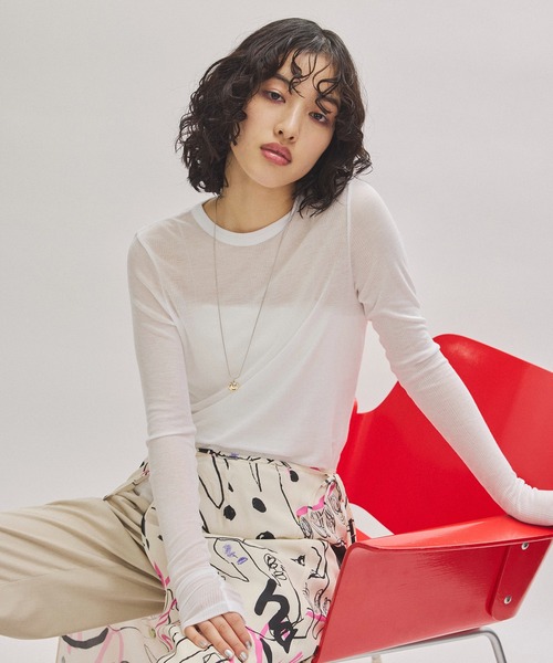 「ADAM ET ROPE'」 長袖カットソー FREE ミント レディース_画像9