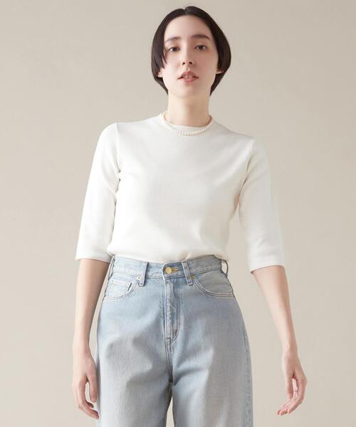 「martinique」 7分袖ニット FREE シルバー レディース_画像2