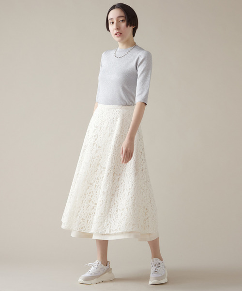 「martinique」 7分袖ニット FREE シルバー レディース_画像10