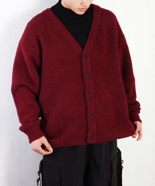 「WESTSEA」 ニットカーディガン M グレイッシュブルー メンズ_画像7