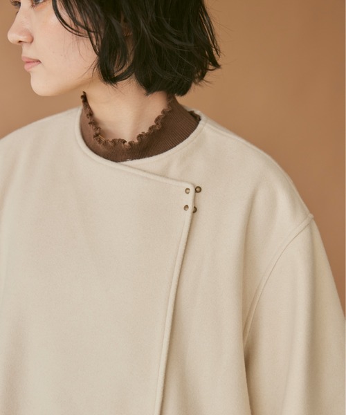 「moi tytto」 ノーカラーコート MEDIUM ブラウン レディース_画像4