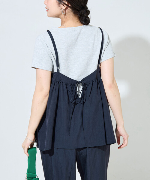 オールインワン 限定展開　ナイロン ワッシャー キャミ パンツ セットアップ レディース