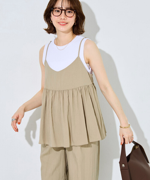 オールインワン 限定展開　ナイロン ワッシャー キャミ パンツ セットアップ レディース