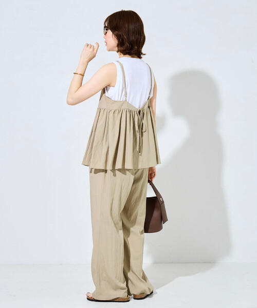 オールインワン 限定展開　ナイロン ワッシャー キャミ パンツ セットアップ レディース