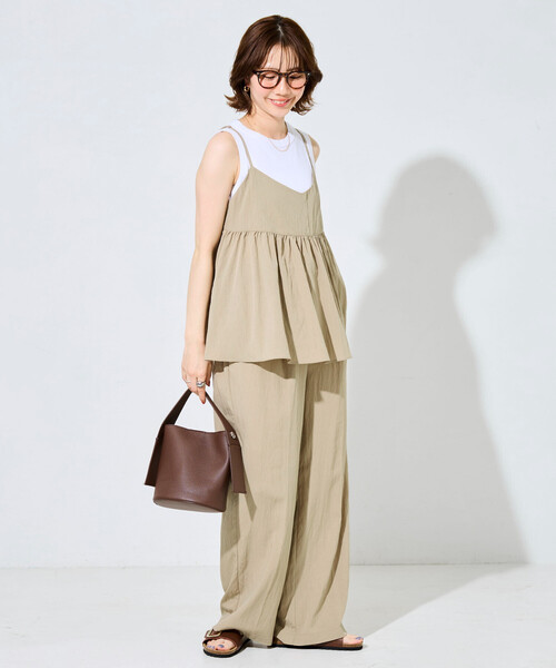 オールインワン 限定展開　ナイロン ワッシャー キャミ パンツ セットアップ レディース