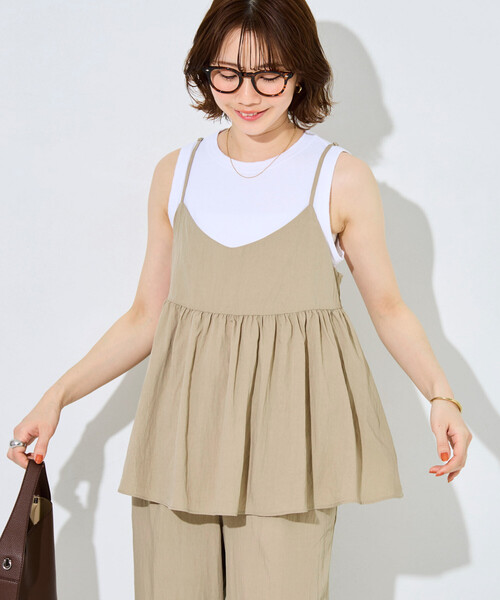 オールインワン 限定展開　ナイロン ワッシャー キャミ パンツ セットアップ レディース