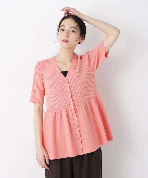 カーディガン SUMMER VEIL KNIT ペプラムニットカーディガン レディースの画像