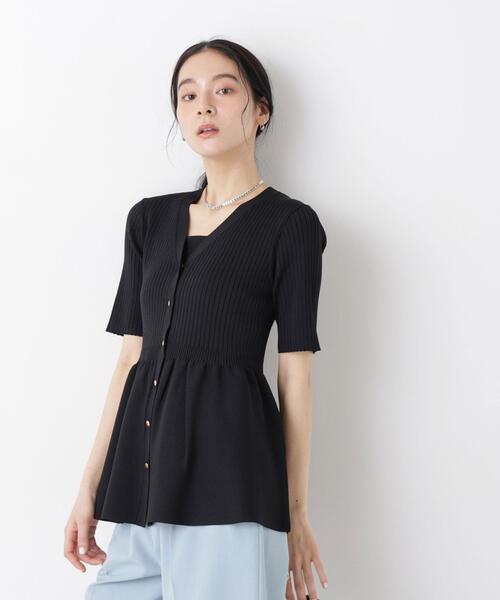 カーディガン SUMMER VEIL KNIT ペプラムニットカーディガン レディースの画像