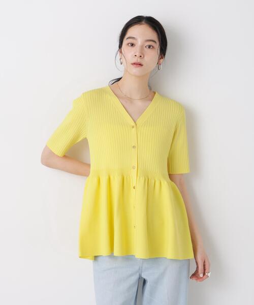 カーディガン SUMMER VEIL KNIT ペプラムニットカーディガン レディースの画像