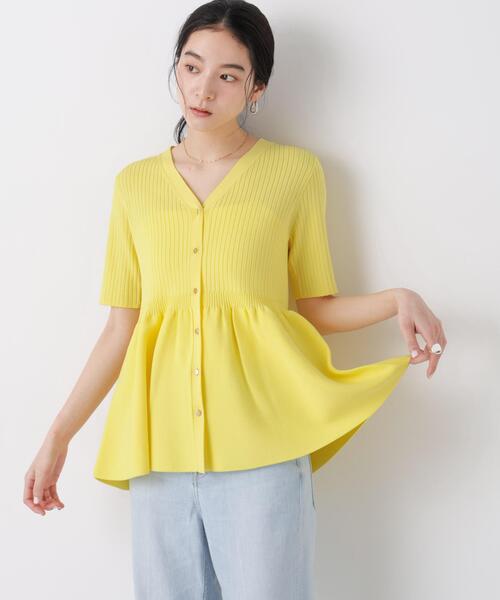 カーディガン SUMMER VEIL KNIT ペプラムニットカーディガン レディースの画像