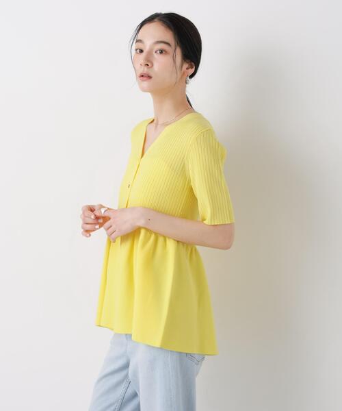 カーディガン SUMMER VEIL KNIT ペプラムニットカーディガン レディースの画像