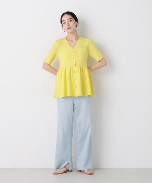 カーディガン SUMMER VEIL KNIT ペプラムニットカーディガン レディースの画像