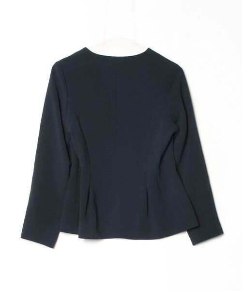 「Demi-Luxe BEAMS」 ノーカラージャケット 36 ネイビー レディース_画像2