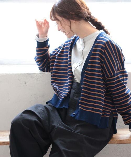 「soulberry」 ニットカーディガン 4L ネイビー レディース_画像7