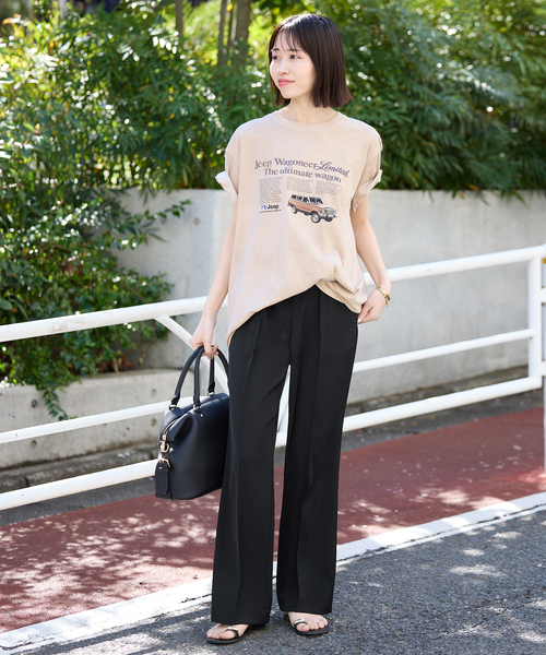 ワイドパンツ パンツ 「WEB限定/4サイズ展開/追加」ピンタックセミフレアパンツ レディースの画像
