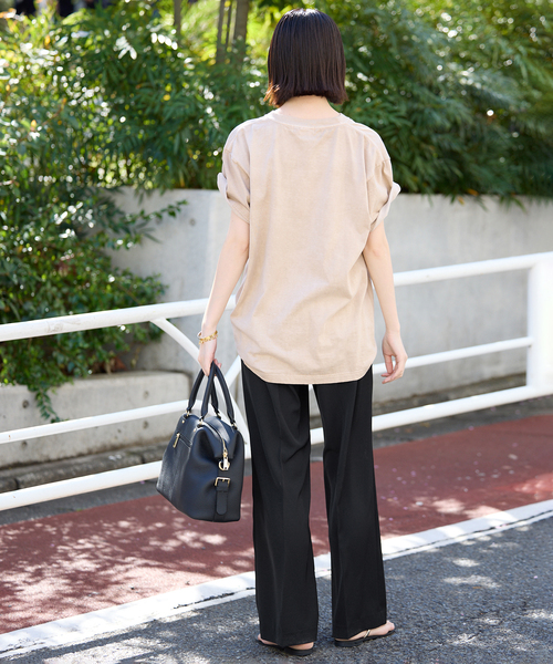 ワイドパンツ パンツ 「WEB限定/4サイズ展開/追加」ピンタックセミフレアパンツ レディースの画像