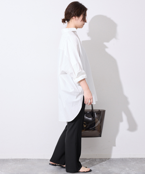 ワイドパンツ パンツ 「WEB限定/4サイズ展開/追加」ピンタックセミフレアパンツ レディースの画像
