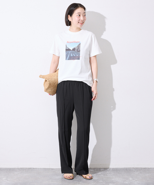 ワイドパンツ パンツ 「WEB限定/4サイズ展開/追加」ピンタックセミフレアパンツ レディースの画像