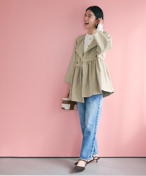 「coca(coca)」 トレンチコート M ベージュ レディース_画像8