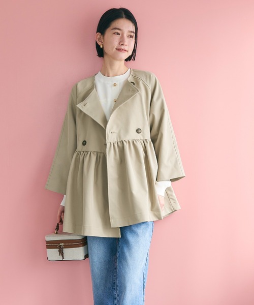 「coca(coca)」 トレンチコート M ベージュ レディース_画像9