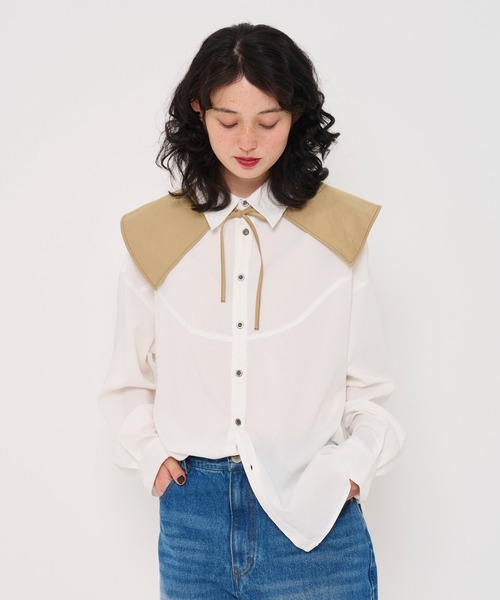 「TINA:JOJUN」 長袖シャツ M ブルー レディース_画像7