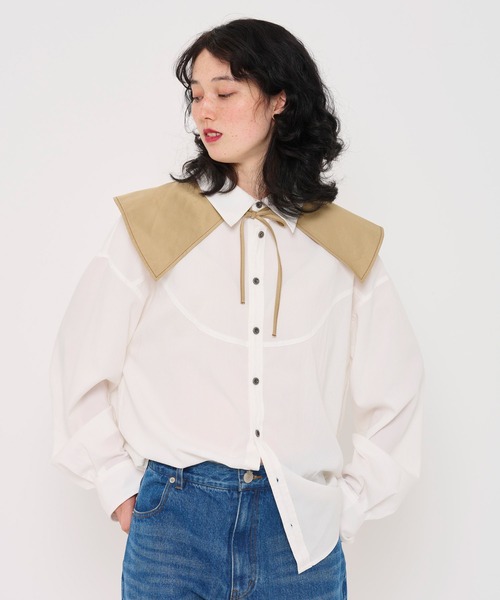 「TINA:JOJUN」 長袖シャツ M ブルー レディース_画像8