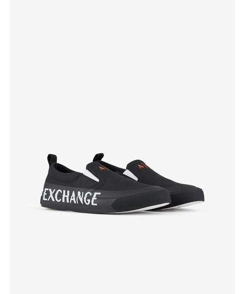 美品 【ARMANI EXCHANG】アルマーニ スニーカー スリッポン レザー A|X アルマーニ エクスチェンジ】レザー スリップオンスニーカー