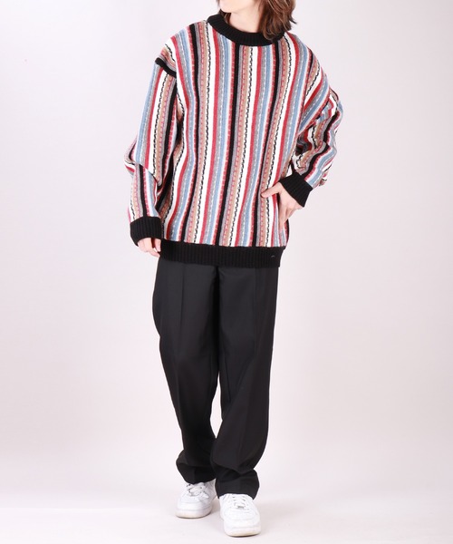 00sStussyステューシーマルチカラー太ボーダーニットセーターメンズ長袖L 00sStussyステューシーマルチカラー太ボーダーニットセーター