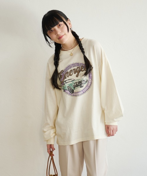 POWER TO THE PEOPLE tシャツ ヴィンテージカープリントロング