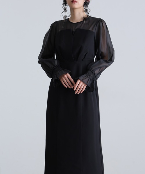 atlo（アトロ） ドレス 結婚式 パーティードレス ビスチェミモレ丈＆袖