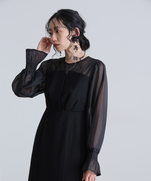 atlo（アトロ） ドレス 結婚式 パーティードレス ビスチェミモレ丈＆袖