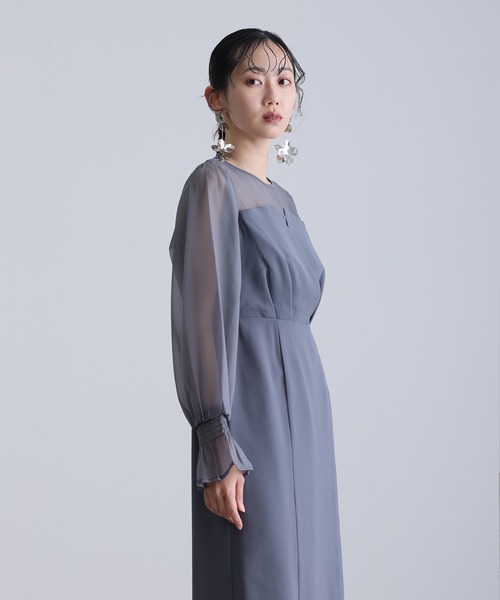 atlo（アトロ） ドレス 結婚式 パーティードレス ビスチェミモレ丈＆袖