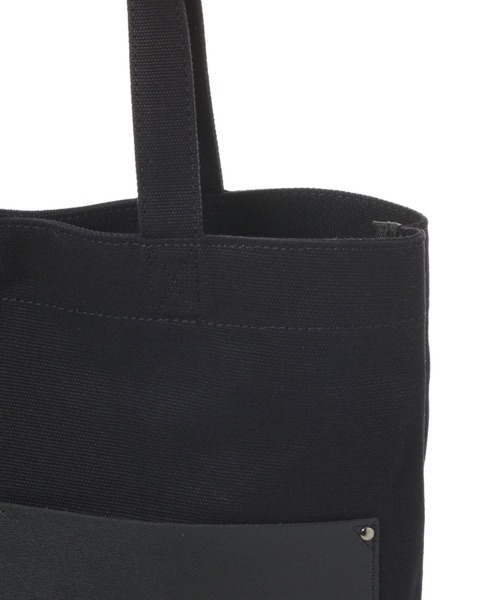 LAKOLE（ラコレ） トートバッグ フェイクレザーポケットキャンバス