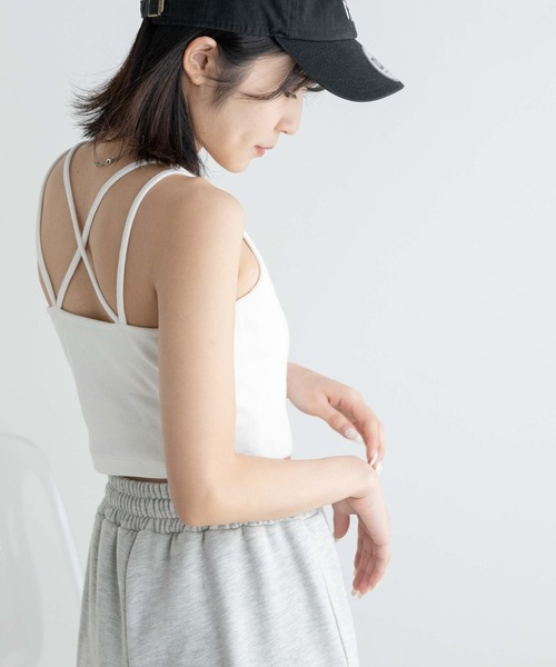 WEGO キャミソール WEGO/ロゴ刺繍クロスショートキャミ