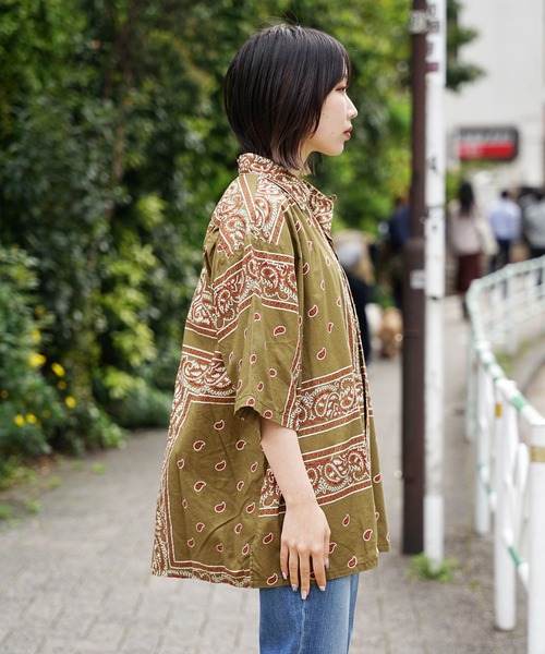 CAL O LINE シャツ LINE/キャルオーライン BANDANA S/S OPEN