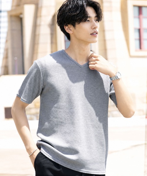 JIGGYS SHOP（ジギーズショップ） tシャツ ワッフルサーマル Vネック