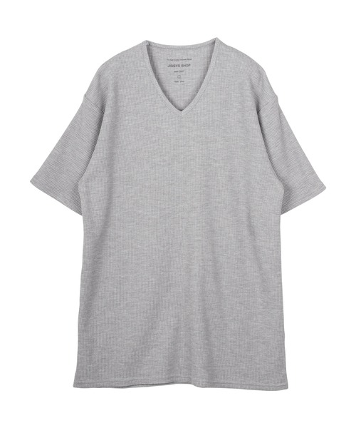 PLAIS グレー Vネック 半袖 Tシャツ サイズ03 JIGGYS SHOP（ジギーズショップ） tシャツ ワッフルサーマル Vネック