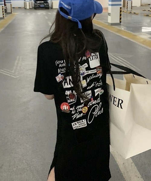 ワンピース SheenaM SHEENA ワンピース MIXロゴプリントTシャツワンピース