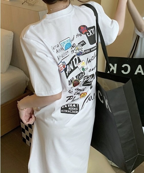ワンピース SheenaM SHEENA ワンピース MIXロゴプリントTシャツワンピース