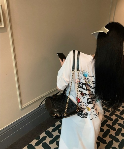 SHEENA ワンピース MIXロゴプリントTシャツワンピース
