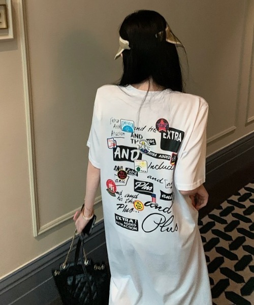 ワンピース SheenaM SHEENA ワンピース MIXロゴプリントTシャツワンピース
