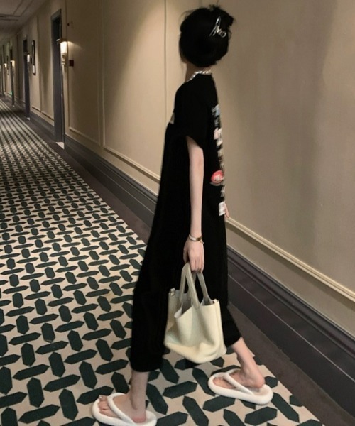 ワンピース SheenaM SHEENA ワンピース MIXロゴプリントTシャツワンピース