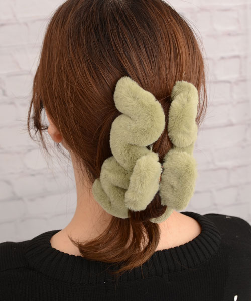 Mayree ヘアクリップ 「float」もこもこ フェイクファー カラバリ