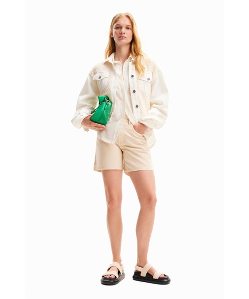 Desigual パッチデニムトラッカージャケット　Gジャン　XL Desigual デニムジャケット gジャン トリコットパッチワーク